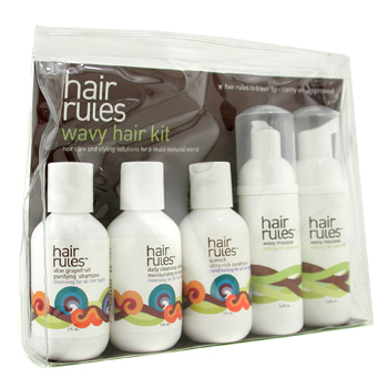 Wavy Hair Travel Kit: Moisturizing No Suds Shampoo + Purifying Shampoo + Conditioner + Mousse + Finishing Cream Hair Rules Image