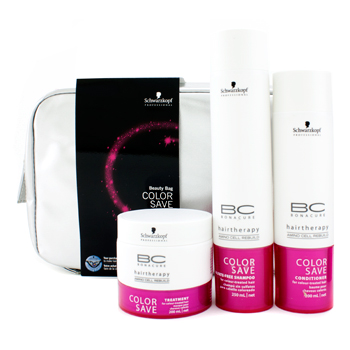 BC Color Save Beauty Bag Set: 1x Shampoo 250ml + 1x Conditioner 200ml + 1x Treatment 200ml + 1x Bag