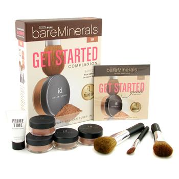 BareMinerals Get Started Complexion Kit - Tan: (2xFdn Spf15+Mineral Veil+Face Color+3xBrush+DVD+Prime Time) Bare Escentuals Image
