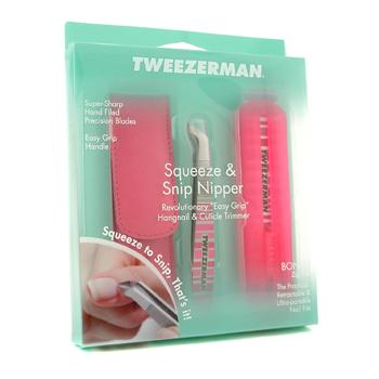 Squeeze & Snip Nipper With Zip File - Pink Stripes Tweezerman Image