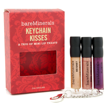 BareMinirals Keychain Kisses: A Trio Of Mini Lip Treats (3x Mini 100% Natural Lipgloss 1x Keychain Clip) Bare Escentuals Image