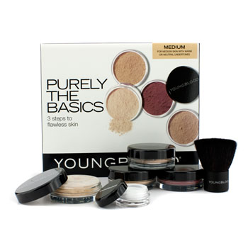 Purely The Basics Kit - #Medium (2xFoundation 1xMineral Blush 1xSetting Powder 1xBrush 1xMineral Powder) Youngblood Image