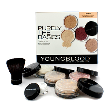 Purely The Basics Kit - #Light (2xFoundation 1xMineral Blush 1xSetting Powder 1xBrush 1xMineral Powder) Youngblood Image