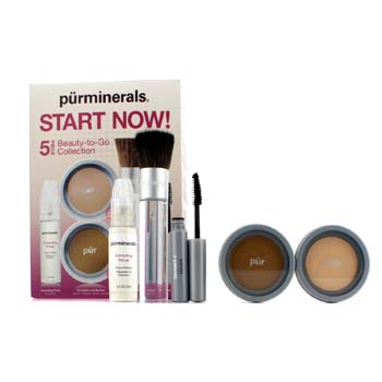 Start Now 5 Piece Beauty To Go Collection (Primer Pressed Powder Mineral Glow Mascara Chisel Brush) - Porcelain PurMinerals Image
