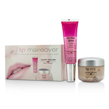 Lip Makeover Kit: 1x Lip Strip Cooling Sugar Scrub 28g/1oz 1x Lip Love Soothing Lip Gloss 12ml/0.4oz Laura Geller Image