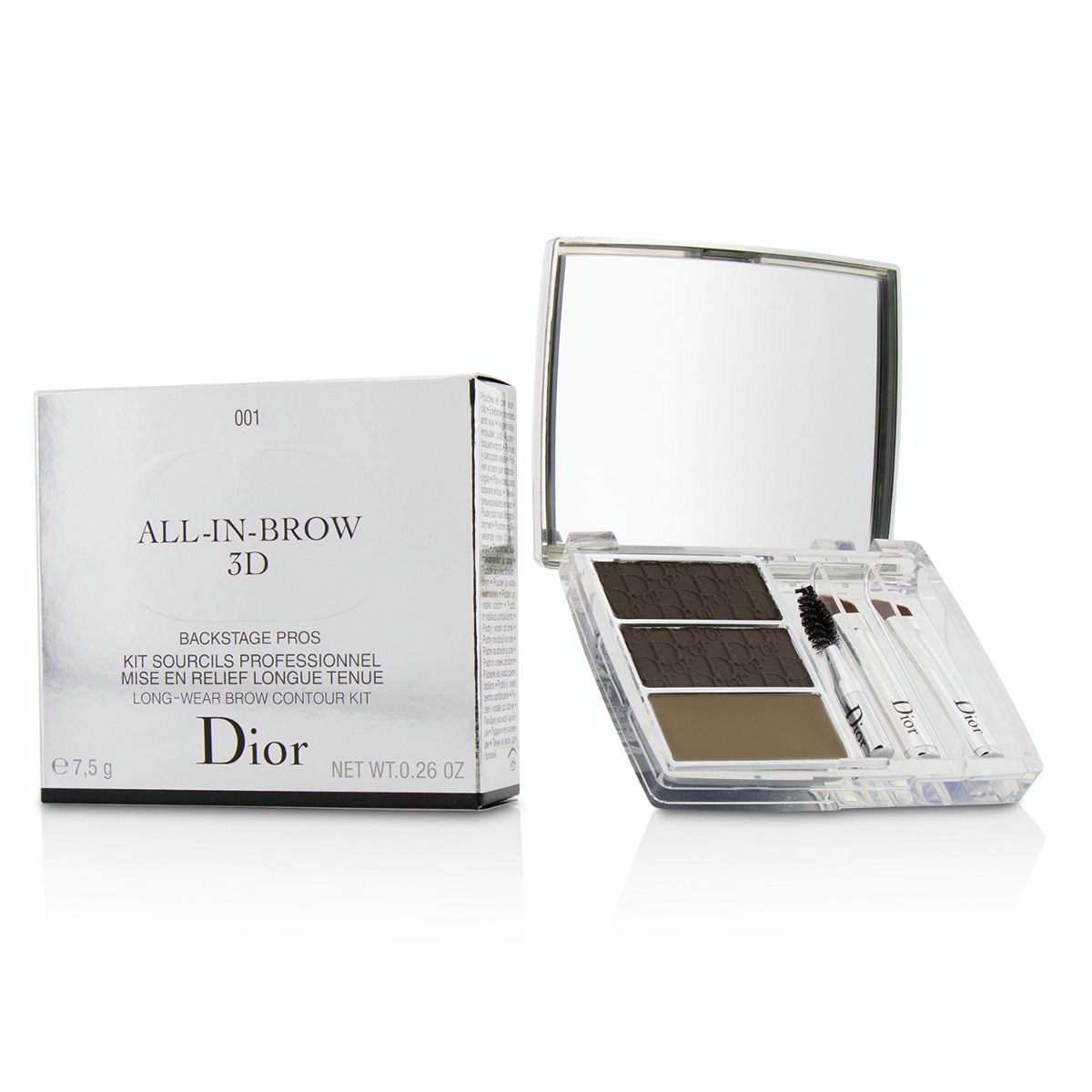 All In Brow 3D Long Wear Brow Contour Kit (2x Eyebrow Powder 1x Eyebrow Wax 3x Mini Applicator) - # 001 Brown Christian Dior Image