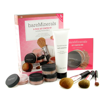100% Pure BareMinerals Get Started Complexion Kit - Tan ( 2xFdn Spf15+Tinted Mineral Veil+Face Color+3xBrush+DVD+Brush Shampoo ) Bare Escentuals Image