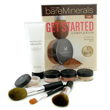 100% Pure BareMinerals Get Started Complexion Kit - Dark ( 2xFdn Spf15+Tinted Mineral Veil+Face Color+3xBrush+DVD+Brush Shampoo ) Bare Escentuals Image