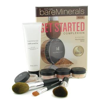 100% Pure BareMinerals Get Started Complexion Kit - Medium ( 2xFdn Spf15+Mineral Veil+Face Color+3xBrush+DVD+Brush Shampoo ) Bare Escentuals Image