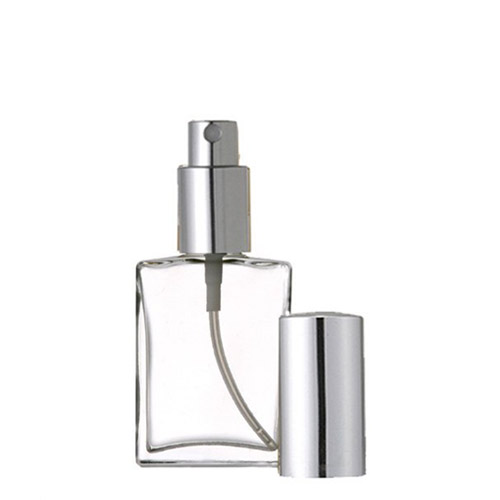 Women's 1 pc. This elegant  sturdy Glass Atomizer has a mouth large enough to spray directly into to fill  without a funnel. The Silver Fine Mist Atomizer works beautifully on this Rectangular Glass Bottle.