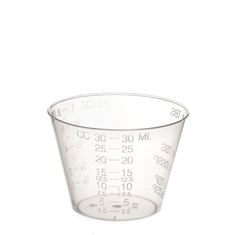 Women's 10 pcs. Set of 10 plastic measuring cups (1 oz / 30 ml). Perfect for measuring out small batches of scented oils or solvents. Has both oz and ml measurements on the side.