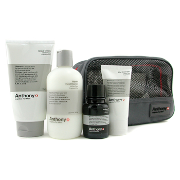 Logistics For Men The Perfect Shave Kit: Cleanser + Pre-Shave Oil + Shave Cream + After Shave Cream + Bag Anthony Image