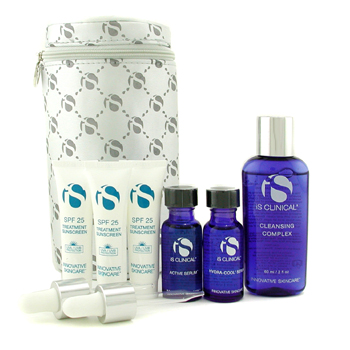 For Men Travel Kit: Cleansing Complex + Active Serum + Hydra-Cool Serum + 3x Treatment Sunscreen + Bag