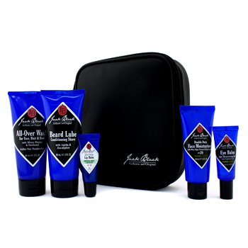 First Class Five Travel Kit: All Over Wash + Conditioning Shave + Face Moisturizer + Eye Gel + Lip Balm + Face Buff Sample + Bag Jack Black Image