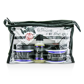On The Go Travel Kit (Lavender): Shave Cream 30g + After Shave Soother 30g + Pre Shave Oil 15g +TSA Bag EShave Image