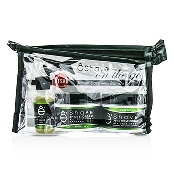 On The Go Travel Kit (White Tea): Shave Cream 30g + After Shave Soother 30g + Pre Shave Oil 15g +TSA Bag EShave Image