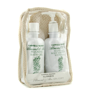 Almond & Aloe Spa Gift: Foaming Bath + Body Lotion + Poaf + Bag Caswell Massey Image