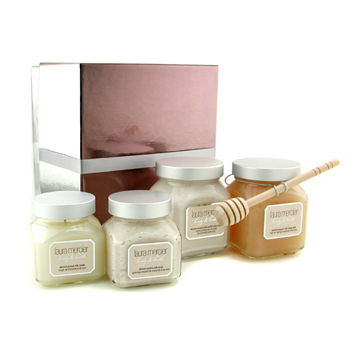Almond Coconut Milk  Body & Bath Quad: Body Creme + Honey Bath + Scrub + Candle Laura Mercier Image