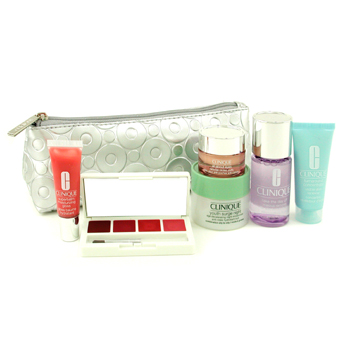 Travel Set: Makeup Remover + Night Moisturizer + All About Eyes + Turnaround Renewer + Gloss + Lipstick Palette + Bag