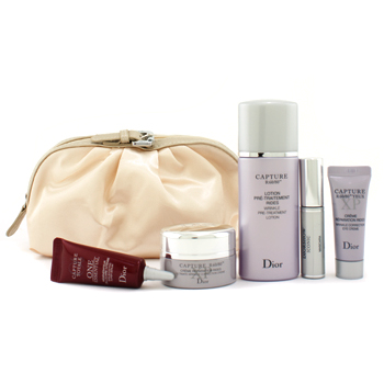 Capture R60/80 Travel Set: Wrinkle Pre-Treatment + Correction Creme + Eye Creme + One Essential Serum + Mascara + Bag