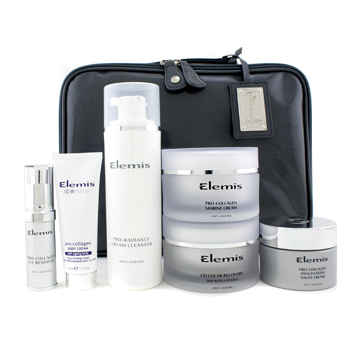 The Jewels Of Elemis ( Pro-Collagen ): Cleanser + Cellular Capsules + Marine Cream + Eye Renewal + Night Cream + Body Cream + Bag
