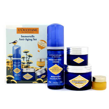 Immortelle Anti-Aging Kit: Cleansing Foam + Cream + Eye Balm + Cream LOccitane Image