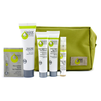 Green Apple Age Defying Solutions Kit: Cleansing Gel + Full Strength + Moisturizer + Serum + Eye Treatment + Bag Juice Beauty Image