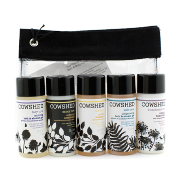 Pocket Cow Bath & Body Set: Shampoo + Conditioner + Soothing Shower Gel + Invigorating Shower Gel + Body Lotion + Bag