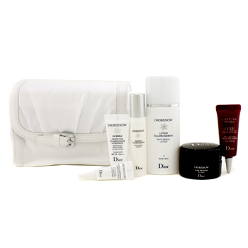 Diorsnow Travel Set: Lotion + Essence + D-NA Night Creme + UV Shield + Eye Treatment + One Essential Serum + Bag (White)