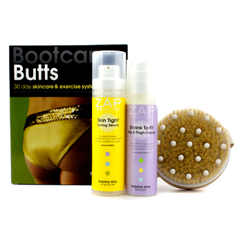 Bootcamp For Butts Skincare & Exercise System: Toning Serum 100ml + Hip Thigh Cream 100ml + Body Brush + Exercise Programme Mama Mio Image