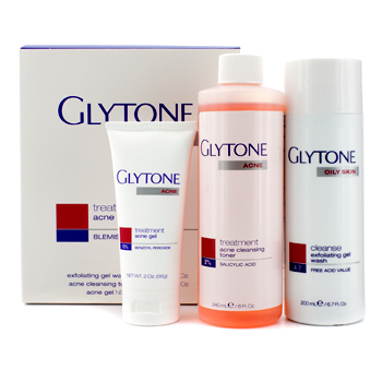 Acne Treatment Kit (For Blemish Prone Skin): Toner 240ml + Gel Wash 200ml + Acne Gel 56g Glytone Image