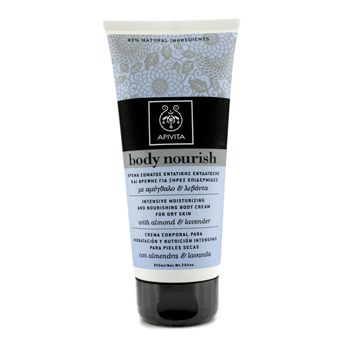 Body Nourish Intensive Moisturizing And Nourishing Body Cream with Almond & Lanvender (For Dry Skin) Apivita Image