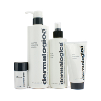 Festive Set: Essential Cleansing Solution 500ml + Multi-Active Toner 250ml + Skin Smoothing Cream 100ml + Daily Microfoliant 13g