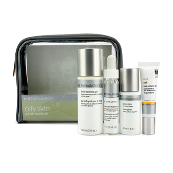 4-Step Travel Kit (Oily Skin): Cleansing Gel + Glycare Lotion + Hydrating Gel + Sun Protector + Bag MD Formulations Image