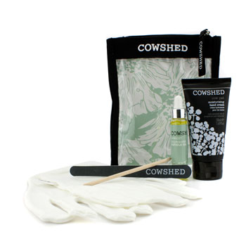 Cow Pat Manicure Maintenance Kit: Hand Cream + Cuticle Oil + Emery Board + Cuticle Stick + Gloves + Bag Cowshed Image
