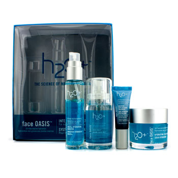 Face Oasis Intensive Hydration System: Hydrating Treatment  + Oasis Mist + Hydrating Booster + Eye Moisture Replenishing Treatment (For Normal/ Oily Skin) H2O+ Image