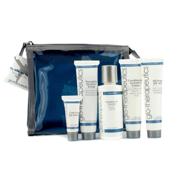 Fly With Me Travel Kit (For Normal to Oily Skin): Cleanser + Scrub + Moisturizer + Oil Free SPF 40+ + Eye Cream Glotherapeutics Image