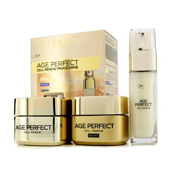 Age Perfect Cell Renew Programme: Night Cream 50ml + Day Cream SPF 15 50ml + Serum 30ml LOreal Image