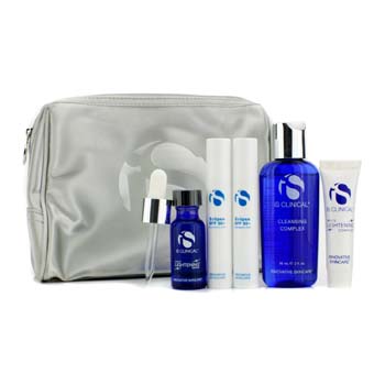 Hyperpigmentation Travel Kit: Cleansing Complex + White Lightening Serum + White Lightening Complex +Eclipse SPF 50+ + Bag IS Clinical Image