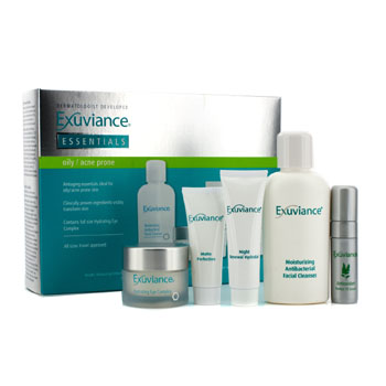 Essentials Kit (Oily/ Acne Prone): Facial Cleanser + Eye Complex + Matte Perfection + HydraGel + Perfect 10 Serum Exuviance Image