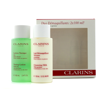 Cleansing Duo (Combination/ Oily Skin): Cleansing Milk 100ml + Toning Lotion 100ml Clarins Image