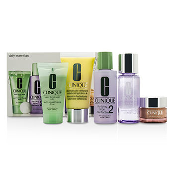 Daily-Essentials-Set-(Dry-Combination):-All-About-Eyes-15ml---Liquid-Soap-30ml---MakeUp-Remover-50ml---Clarifying-Lotion-2-60ml---DDML--50ml-Clinique