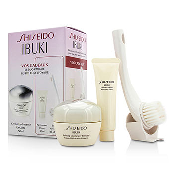 IBUKI Set: Refining Moisturizer Enriched 50ml/1.7oz + Gentle Cleanser 30ml/1oz + Cleansing Massage Brush Shiseido Image