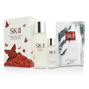 Pitera Essence Set Red Butterfly Limited Edition: Essence 75ml + Clear Lotion 30ml + Mask 1pc SK II Image