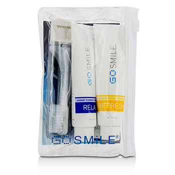 Jet Set Travel Kit: Refresh Toothpaste 28g + Relax Toothpaste 28g + Toothbrush + Bag GoSmile Image