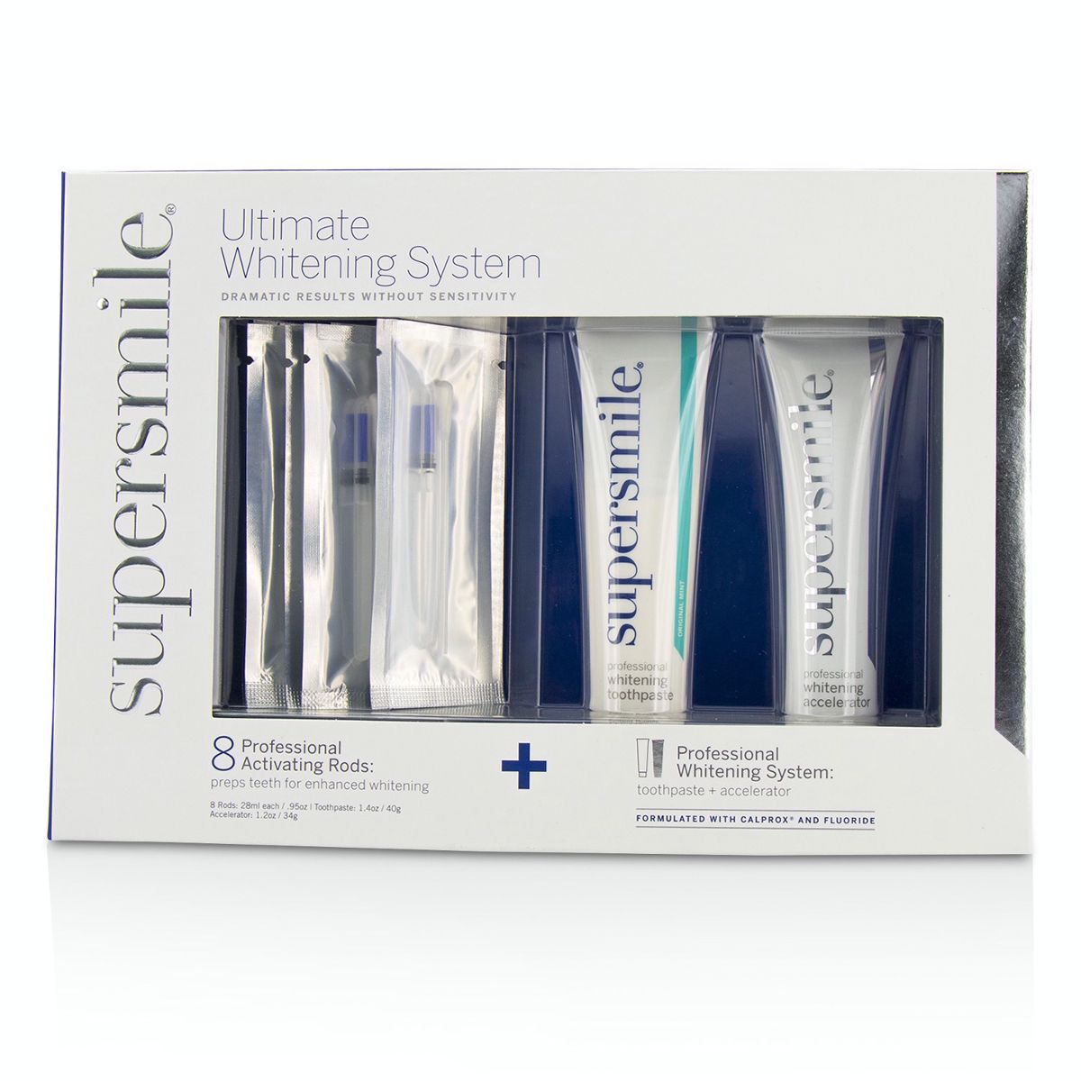 Ultimate Whitening System: Toothpaste 50g/1.75oz + Accelerator 34g/1.2oz + Activating Rods 8rods (Exp. Date: 01/2018) Supersmile Image