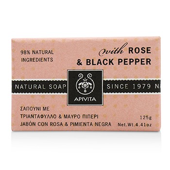 Natural Soap With Rose & Black Pepper Apivita Image