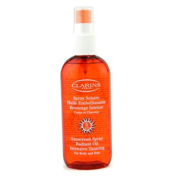 Sunscreen Spray Radiant Oil Intensive Tanning SPF6 For Body & Hair Clarins Image