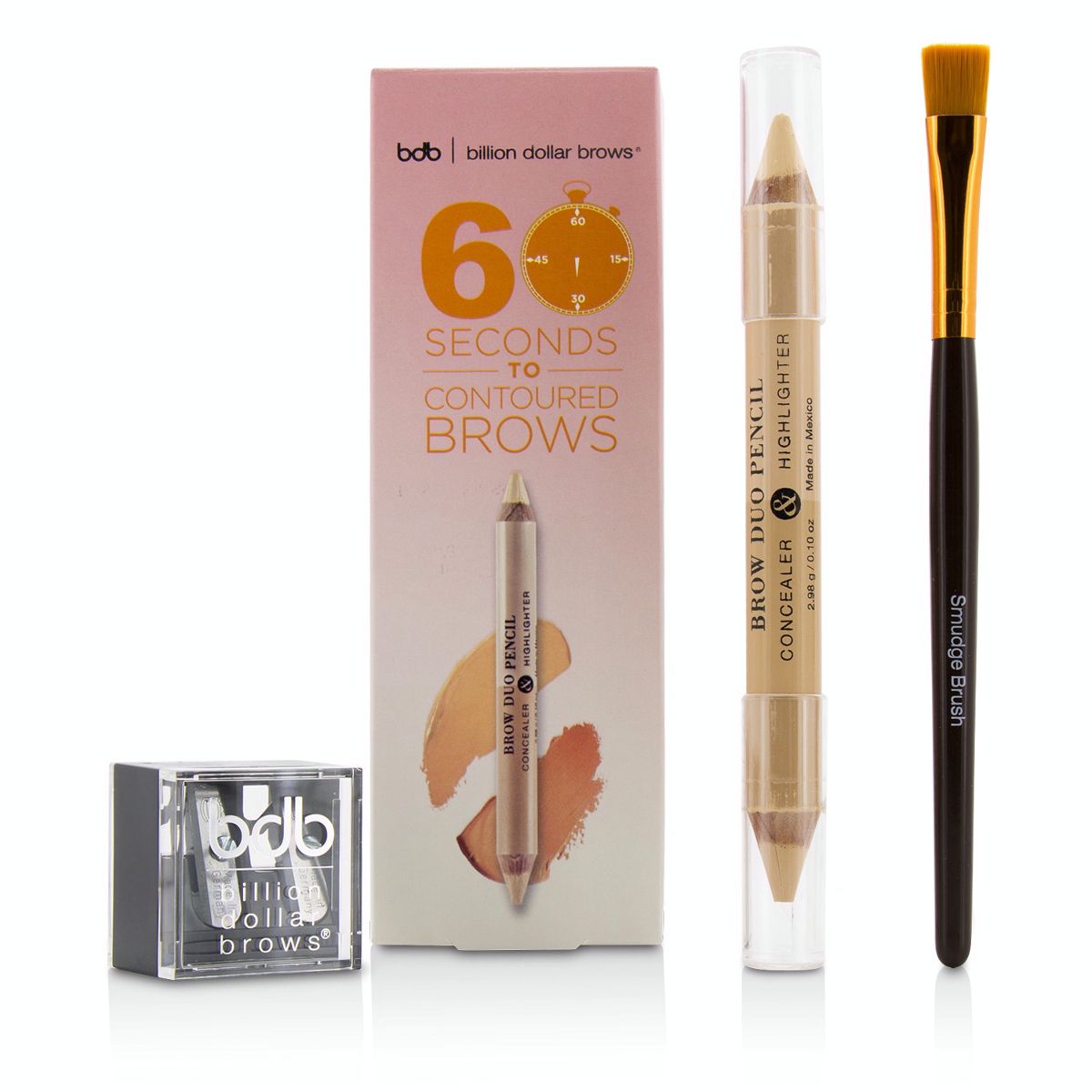 60 Seconds to Contoured Brows Kit (1x Brow Duo Pencil 1x Smudge Brush 1x Duo Sharpener) Billion Dollar Brows Image