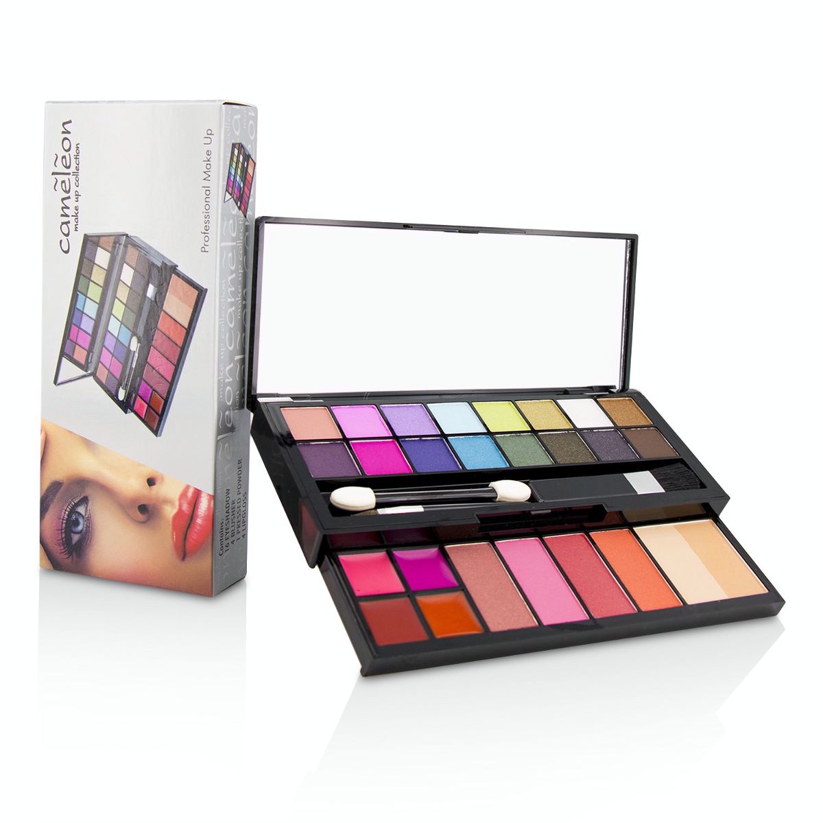 MakeUp Kit Deluxe G2219 (16x Eyeshadow 4x Blusher 1x Pressed Powder 4x Lipgloss 2x Applicator) Cameleon Image